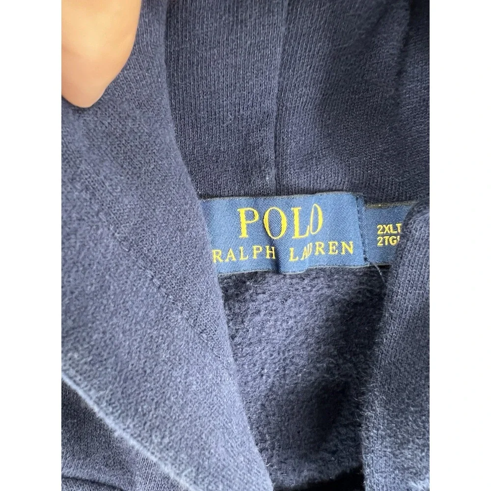 Polo Ralph Lauren Big & Tall Navy Blue P Plaid Zip Up Hoodie Size 2XLT